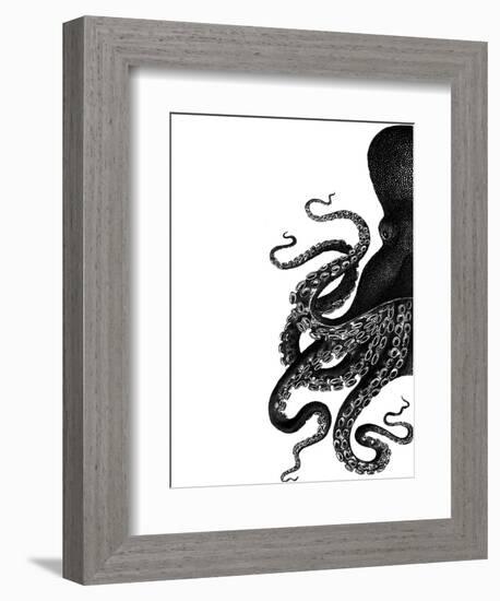 Octopus Black and White a-Fab Funky-Framed Art Print