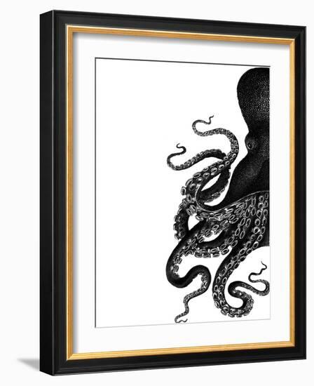 Octopus Black and White a-Fab Funky-Framed Art Print