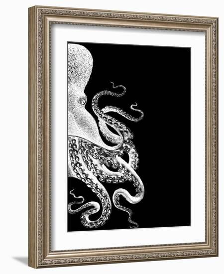 Octopus Black and White b-Fab Funky-Framed Art Print