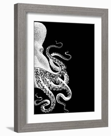 Octopus Black and White b-Fab Funky-Framed Art Print