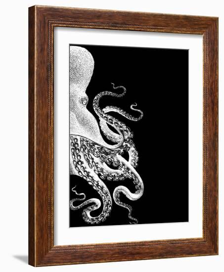 Octopus Black and White b-Fab Funky-Framed Art Print