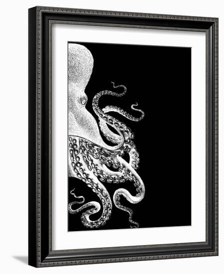 Octopus Black and White b-Fab Funky-Framed Art Print