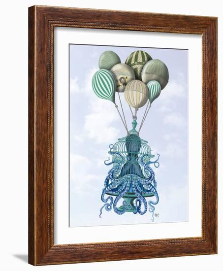 Octopus Cage and Balloons-Fab Funky-Framed Art Print