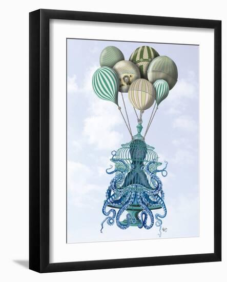 Octopus Cage and Balloons-Fab Funky-Framed Art Print