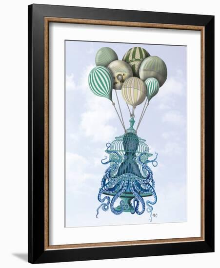 Octopus Cage and Balloons-Fab Funky-Framed Art Print