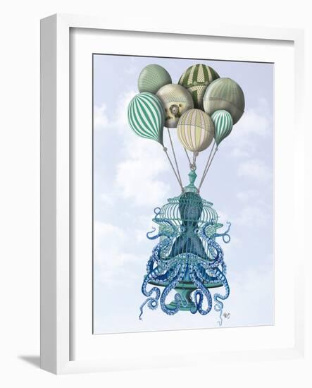 Octopus Cage and Balloons-Fab Funky-Framed Art Print