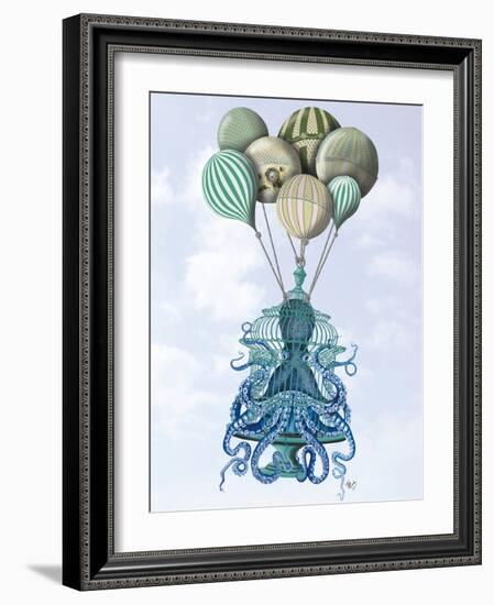 Octopus Cage and Balloons-Fab Funky-Framed Art Print