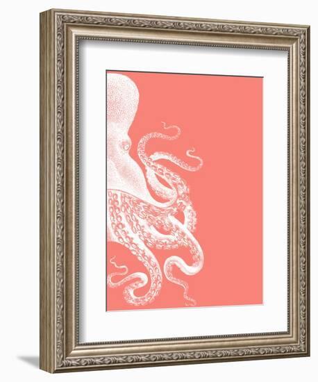 Octopus Coral and Cream b-Fab Funky-Framed Art Print