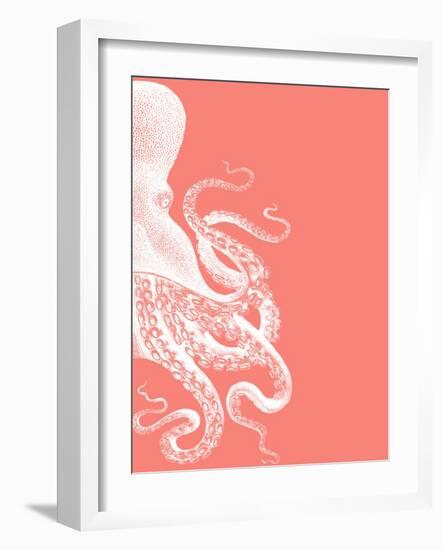 Octopus Coral and Cream b-Fab Funky-Framed Art Print