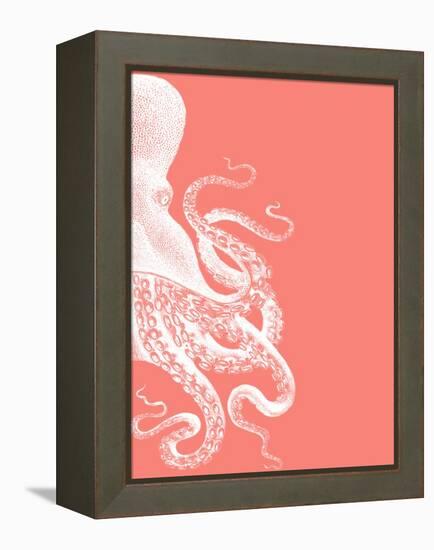 Octopus Coral and Cream b-Fab Funky-Framed Stretched Canvas