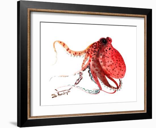 Octopus Deep Red-Suren Nersisyan-Framed Art Print