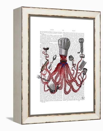 Octopus Fabulous French Chef-Fab Funky-Framed Stretched Canvas