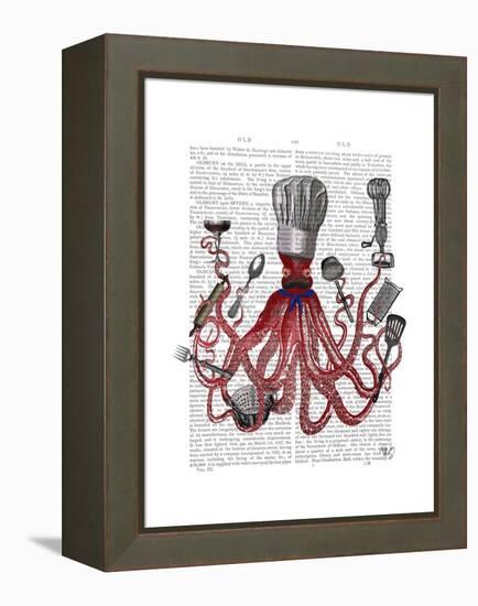 Octopus Fabulous French Chef-Fab Funky-Framed Stretched Canvas