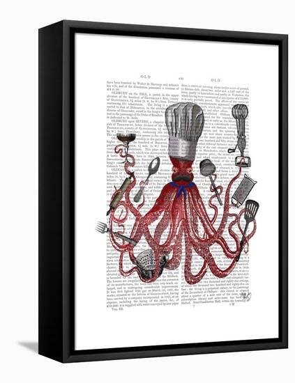 Octopus Fabulous French Chef-Fab Funky-Framed Stretched Canvas