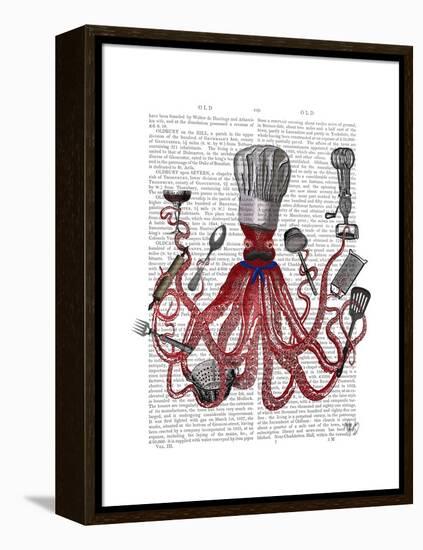 Octopus Fabulous French Chef-Fab Funky-Framed Stretched Canvas