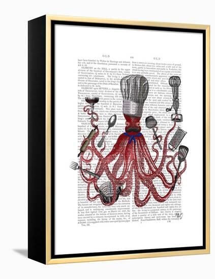 Octopus Fabulous French Chef-Fab Funky-Framed Stretched Canvas