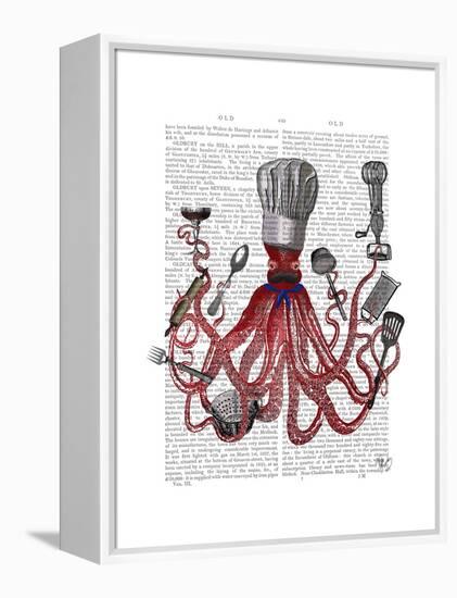 Octopus Fabulous French Chef-Fab Funky-Framed Stretched Canvas