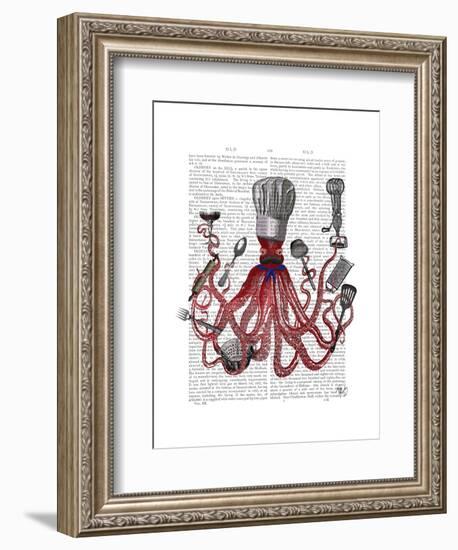 Octopus Fabulous French Chef-Fab Funky-Framed Art Print