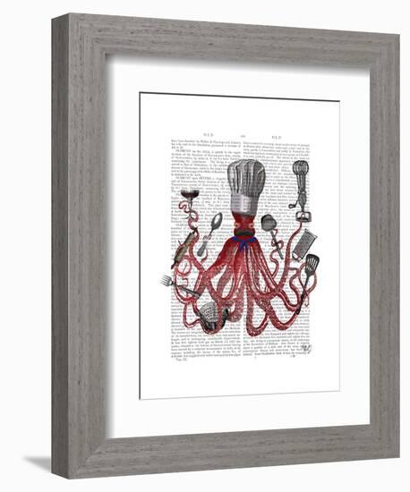 Octopus Fabulous French Chef-Fab Funky-Framed Art Print