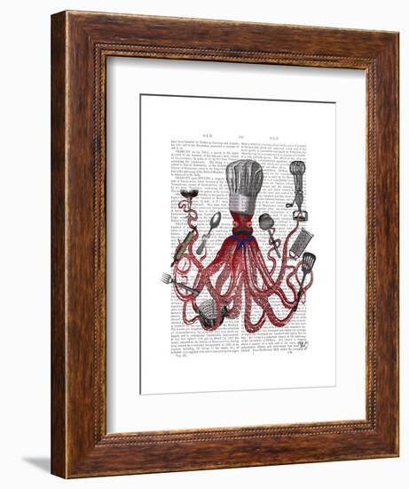 Octopus Fabulous French Chef-Fab Funky-Framed Art Print