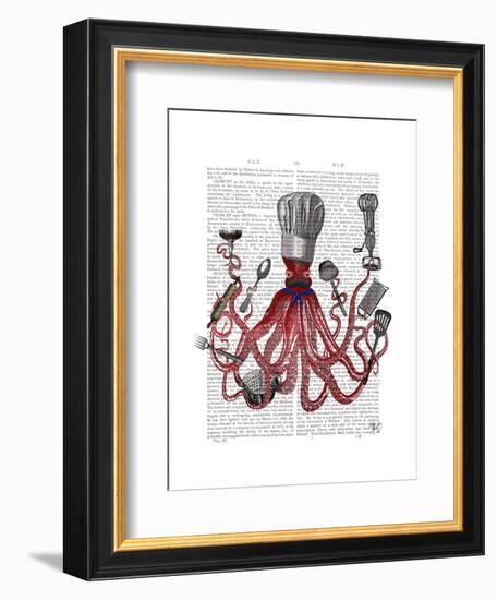 Octopus Fabulous French Chef-Fab Funky-Framed Art Print