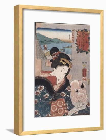 Octopus Fishing at Takasago in Harima Province', from the Series 'Famous Products of the Provinces'-Utagawa Kuniyoshi-Framed Giclee Print