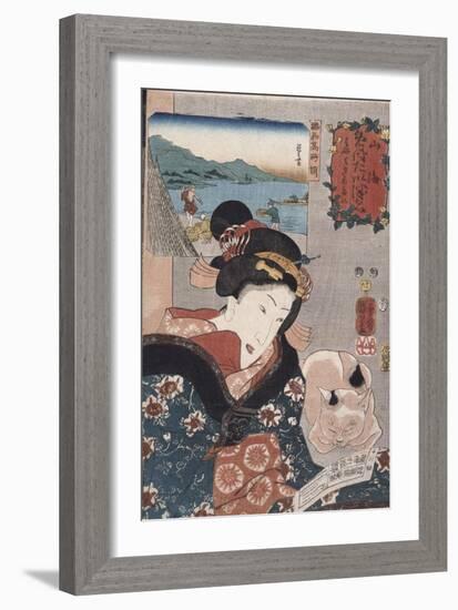 Octopus Fishing at Takasago in Harima Province', from the Series 'Famous Products of the Provinces'-Utagawa Kuniyoshi-Framed Giclee Print