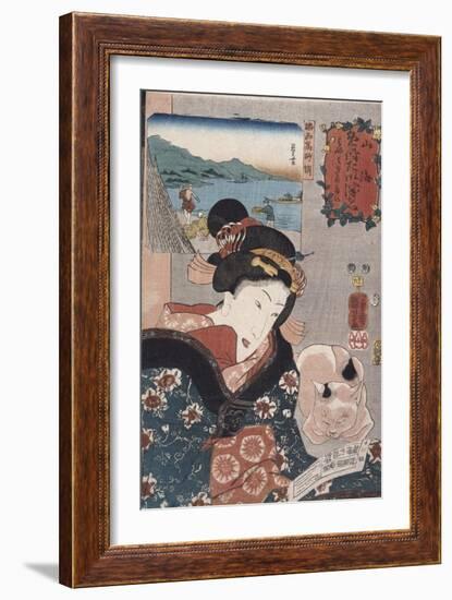 Octopus Fishing at Takasago in Harima Province', from the Series 'Famous Products of the Provinces'-Utagawa Kuniyoshi-Framed Giclee Print