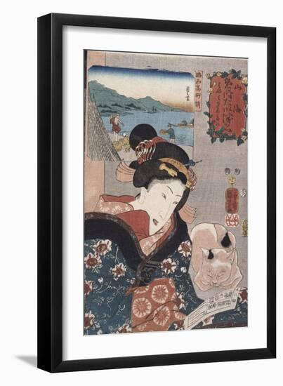 Octopus Fishing at Takasago in Harima Province', from the Series 'Famous Products of the Provinces'-Utagawa Kuniyoshi-Framed Giclee Print