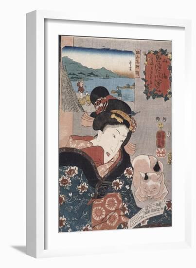 Octopus Fishing at Takasago in Harima Province', from the Series 'Famous Products of the Provinces'-Utagawa Kuniyoshi-Framed Giclee Print