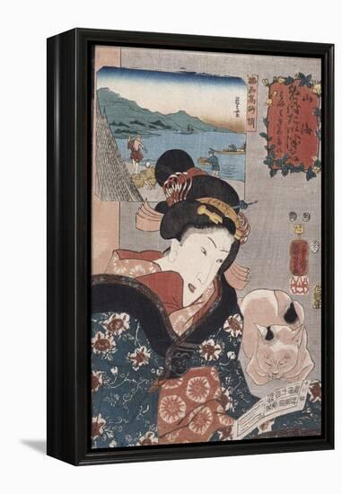 Octopus Fishing at Takasago in Harima Province', from the Series 'Famous Products of the Provinces'-Utagawa Kuniyoshi-Framed Premier Image Canvas