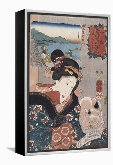 Octopus Fishing at Takasago in Harima Province', from the Series 'Famous Products of the Provinces'-Utagawa Kuniyoshi-Framed Premier Image Canvas