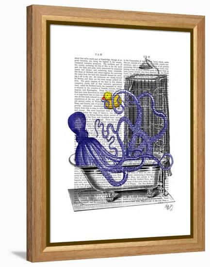 Octopus in Bath-Fab Funky-Framed Stretched Canvas