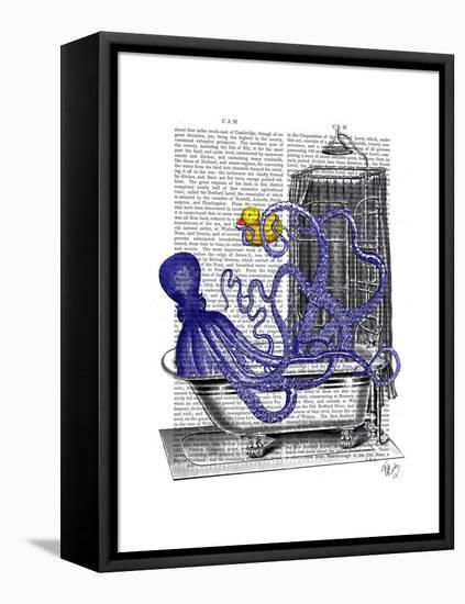 Octopus in Bath-Fab Funky-Framed Stretched Canvas