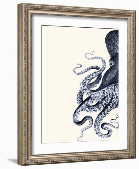 Octopus Indigo Blue and Cream a-Fab Funky-Framed Premium Giclee Print