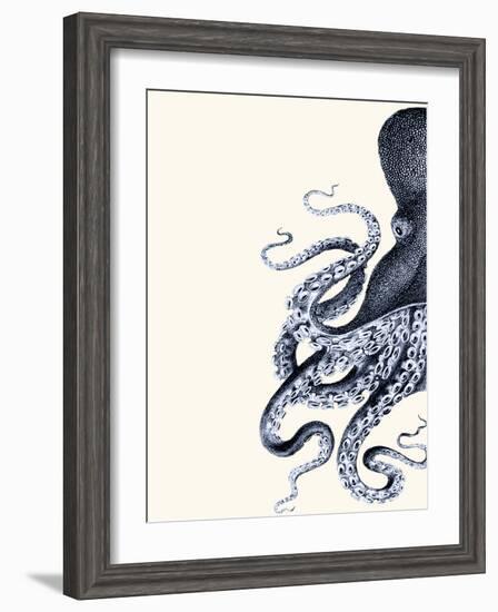 Octopus Indigo Blue and Cream a-Fab Funky-Framed Premium Giclee Print