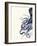 Octopus Indigo Blue and Cream a-Fab Funky-Framed Premium Giclee Print