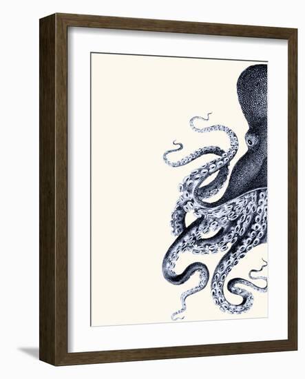 Octopus Indigo Blue and Cream a-Fab Funky-Framed Premium Giclee Print