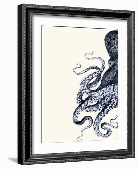 Octopus Indigo Blue and Cream a-Fab Funky-Framed Premium Giclee Print