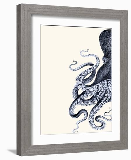 Octopus Indigo Blue and Cream a-Fab Funky-Framed Art Print