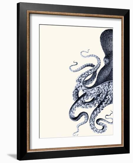 Octopus Indigo Blue and Cream a-Fab Funky-Framed Art Print