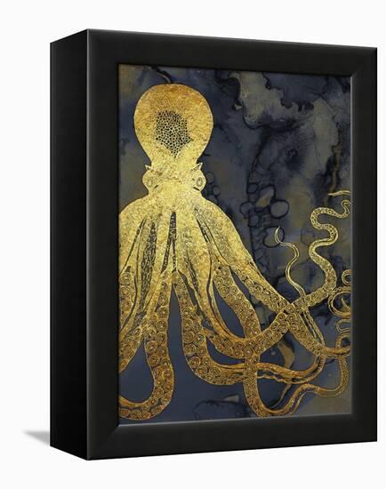 Octopus Ink Gold & Blue I-Christine Zalewski-Framed Stretched Canvas