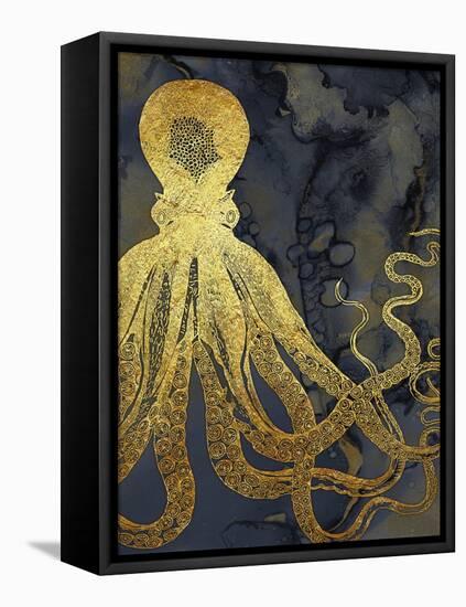 Octopus Ink Gold & Blue I-Christine Zalewski-Framed Stretched Canvas