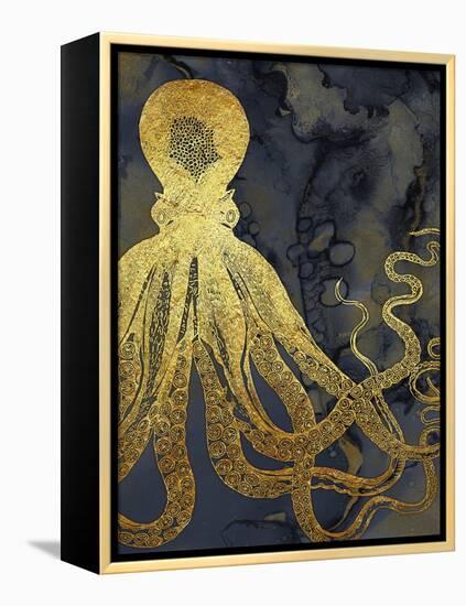 Octopus Ink Gold & Blue I-Christine Zalewski-Framed Stretched Canvas