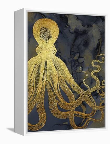 Octopus Ink Gold & Blue I-Christine Zalewski-Framed Stretched Canvas