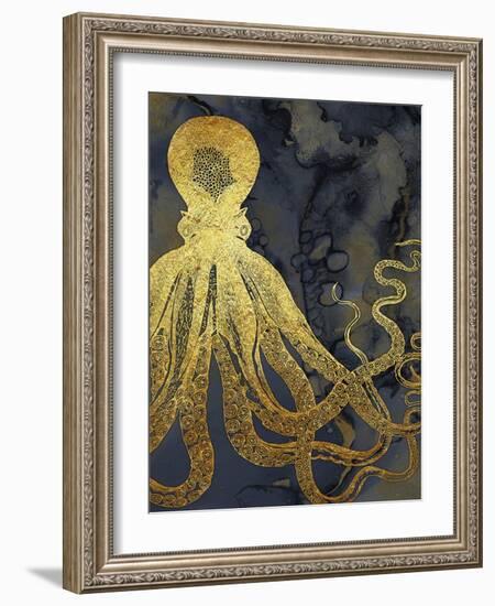 Octopus Ink Gold & Blue I-Christine Zalewski-Framed Art Print