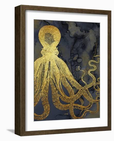 Octopus Ink Gold & Blue I-Christine Zalewski-Framed Art Print