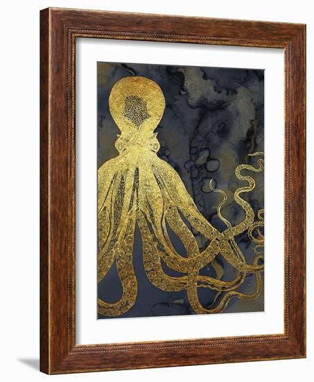 Octopus Ink Gold & Blue I-Christine Zalewski-Framed Art Print