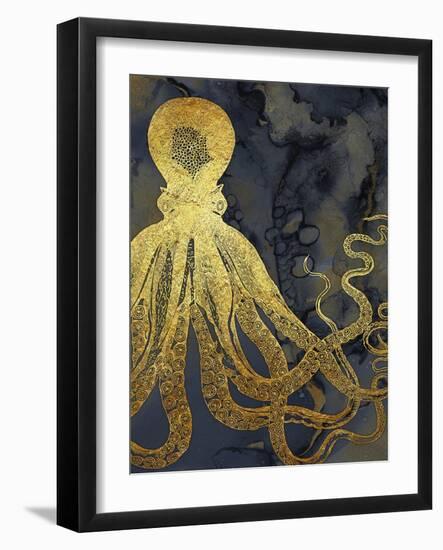 Octopus Ink Gold & Blue I-Christine Zalewski-Framed Art Print