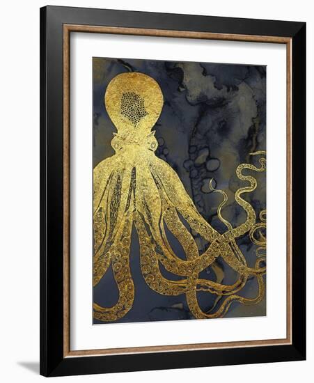 Octopus Ink Gold & Blue I-Christine Zalewski-Framed Art Print